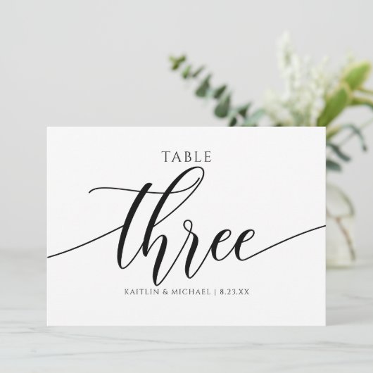 Moderne Trouwtafel Nummers Kalligrafie - 3 Kaart (Staand voorkant)