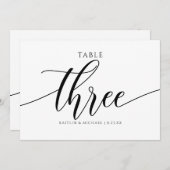 Moderne Trouwtafel Nummers Kalligrafie - 3 Kaart (Voorkant / Achterkant)