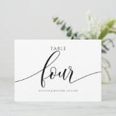 Moderne Trouwtafel Nummers Kalligrafie - 4 Kaart (Staand voorkant)