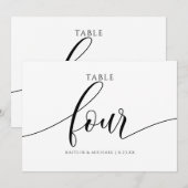 Moderne Trouwtafel Nummers Kalligrafie - 4 Kaart (Voorkant / Achterkant)