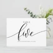 Moderne Trouwtafel Nummers Kalligrafie - 5 Kaart (Staand voorkant)
