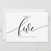 Moderne Trouwtafel Nummers Kalligrafie - 5 Kaart (Achterkant)