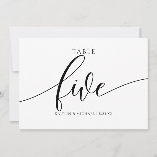 Moderne Trouwtafel Nummers Kalligrafie - 5 Kaart (Achterkant)