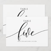 Moderne Trouwtafel Nummers Kalligrafie - 5 Kaart (Voorkant / Achterkant)