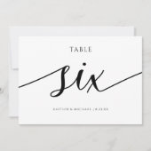 Moderne Trouwtafel Nummers Kalligrafie - 6 Kaart (Voorkant)