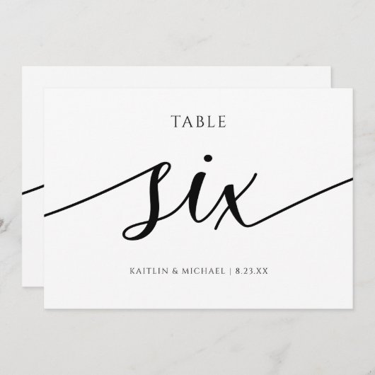 Moderne Trouwtafel Nummers Kalligrafie - 6 Kaart (Voorkant / Achterkant)