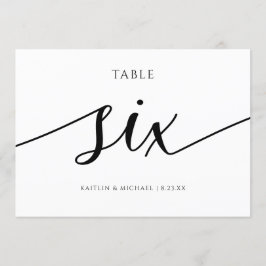 Moderne Trouwtafel Nummers Kalligrafie - 6 Kaart
