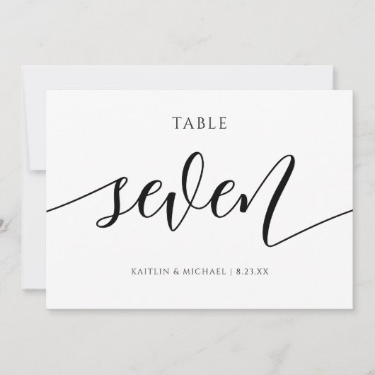 Moderne Trouwtafel Nummers Kalligrafie - 7 Kaart (Voorkant)
