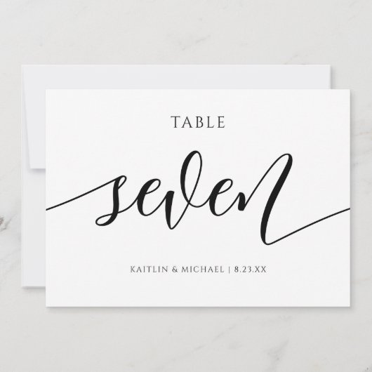 Moderne Trouwtafel Nummers Kalligrafie - 7 Kaart (Achterkant)