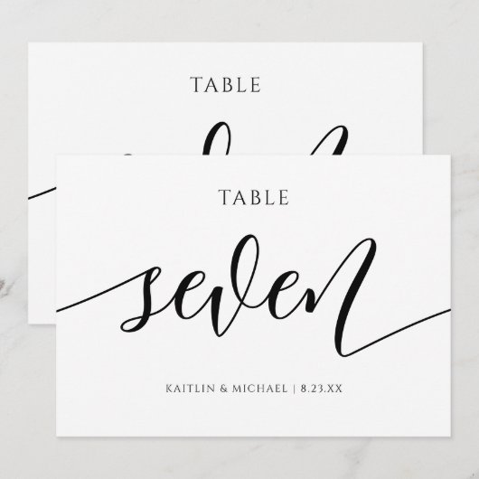 Moderne Trouwtafel Nummers Kalligrafie - 7 Kaart (Voorkant / Achterkant)