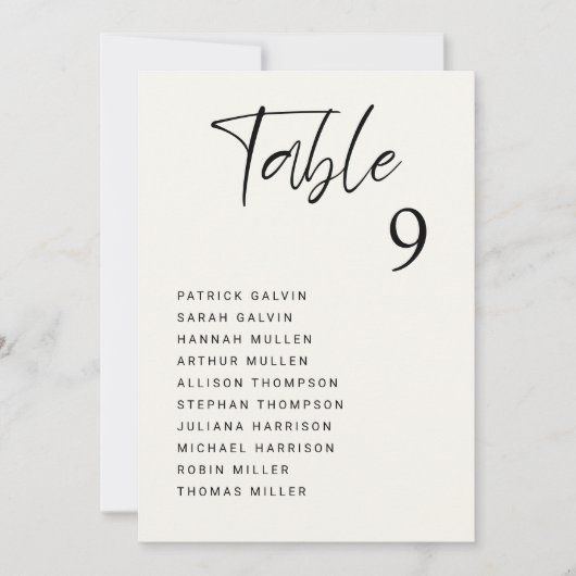 Moderne Trouwtafel Zitkaart Kaart (Voorkant)