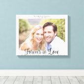 Moderne Trouwtypografie Voor altijd in liefde Foto Canvas Afdruk (Insitu (Houten vloer))