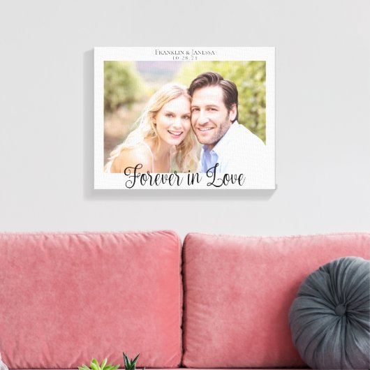 Moderne Trouwtypografie Voor altijd verliefd Foto Canvas Afdruk (Insitu (Woonkamer))