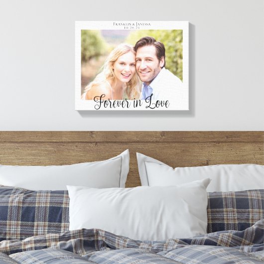 Moderne Trouwtypografie Voor altijd verliefd Foto Canvas Afdruk (Insitu (Slaapkamer))
