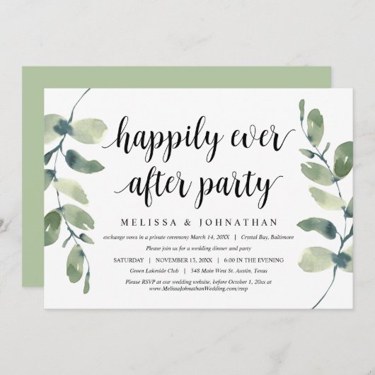 Moderne Trouwvlucht, Groene Eucalyptus Kaart (Voorkant / Achterkant)