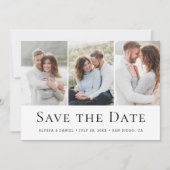 Moderne Trouwwebsite QR-code met drie foto's Save The Date (Voorkant)