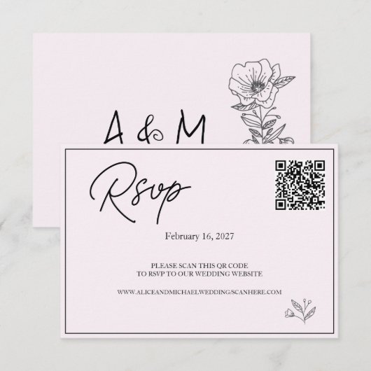 Moderne trouwwebsite | RSVP QR-code. (Voorkant / Achterkant)