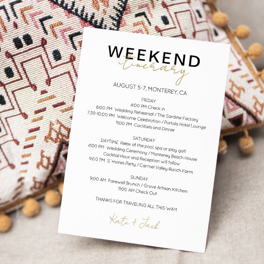 Moderne trouwweekend routekaart kaart