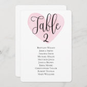 Moderne trouwzaalstoelindeling Roze hart tafelplan Kaart (Voorkant / Achterkant)