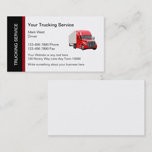 Moderne Trucking Service Business Card Template Visitekaartje (Voorkant / Achterkant)