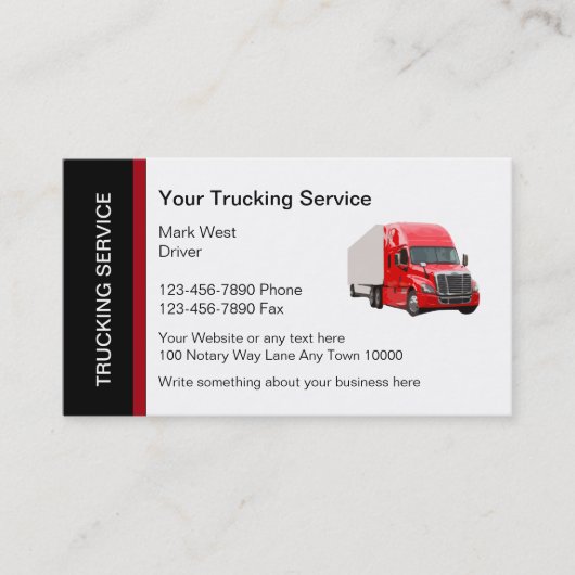 Moderne Trucking Service Business Card Template Visitekaartje (Voorkant)