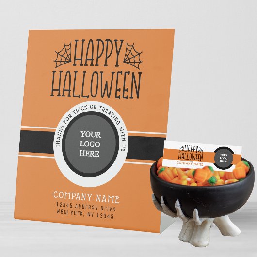 Moderne Trunk of Trakteer Halloween Business Dank  Reclamebord Met Voetstuk
