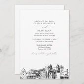 Moderne Tucson Silhouette Zwart & Wit Trouwfoto Kaart (Voorkant / Achterkant)