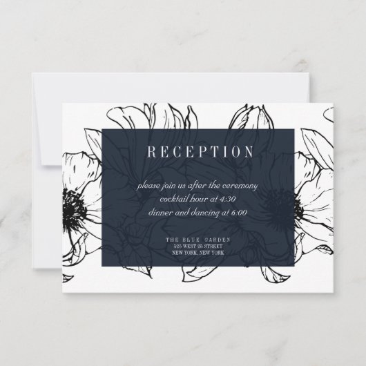 Moderne tuin | Blauw | Bloemen bruiloft RSVP Kaart (Voorkant)