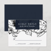 Moderne tuin | Blauw | Bloemen bruiloft RSVP Kaartje (Voorkant / Achterkant)