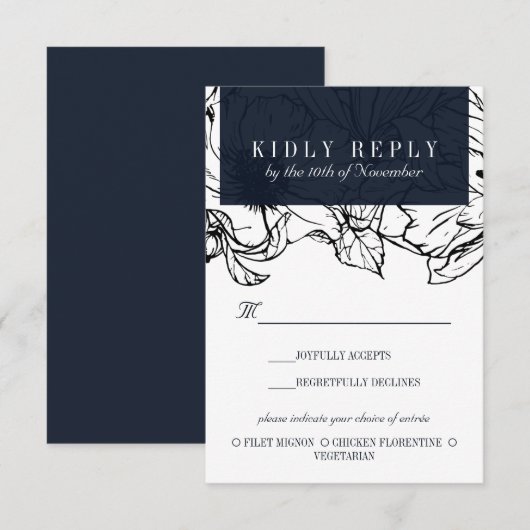 Moderne tuin | Blauw |bruiloft Maaltijd Keuze RSVP (Voorkant / Achterkant)