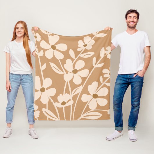 Moderne Tuin Bloemige Silhouet Fleece Deken (In situ)