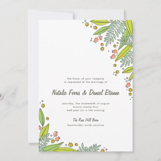 Moderne tuin eenvoudige bruiloft uitnodiging (Voorkant)