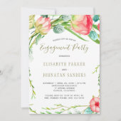 Moderne tuin elegante rozen verlovingsfeest kaart (Voorkant)