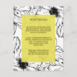 Moderne tuin | Gele bruiloft Gast Details Informatiekaartje