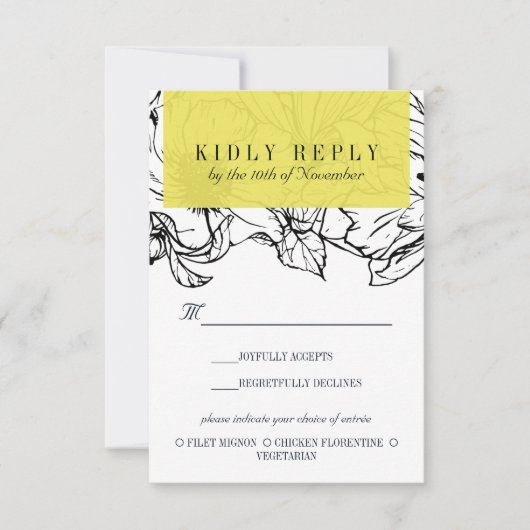 Moderne tuin | Gele bruiloft Maaltijd Keuze RSVP (Voorkant)