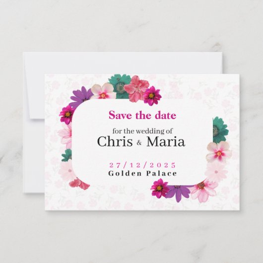 moderne tuin romance roze save the date (Voorkant)