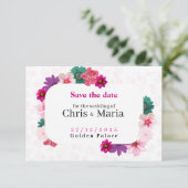 moderne tuin romance roze save the date (Staand voorkant)