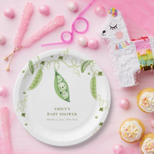 Moderne tuin Sweet Pea in Pod Baby shower Papieren Bordje (Feest)
