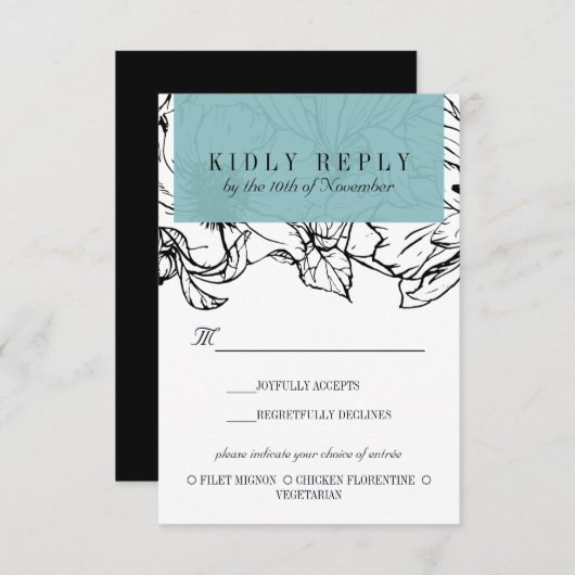 Moderne tuin | Turquoise bruiloft Maaltijd Keuze R RSVP Kaartje (Voorkant / Achterkant)