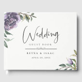 Moderne Tuin Violet Bloemen Bruiloft Gastenboek (Voorkant)