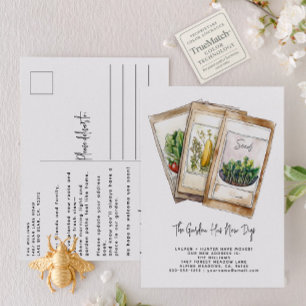 Moderne Tuin We Zijn Verhuisd Elegante Aquarel Aankondigingskaart