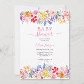 Moderne tuin wilde bloemen script baby shower kaart (Voorkant)