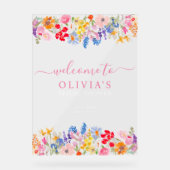 Moderne tuin wilde bloemen script bruids welkom acryl bord (Voorkant)