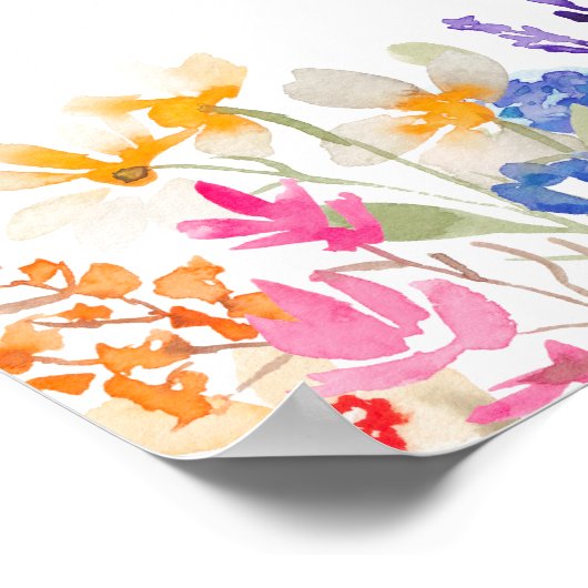 Moderne tuin wilde bloemen script bruids welkom poster (Hoek)