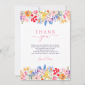 Moderne tuin wilde bloemen script bruidsmeisjesfee bedankkaart (Voorkant)