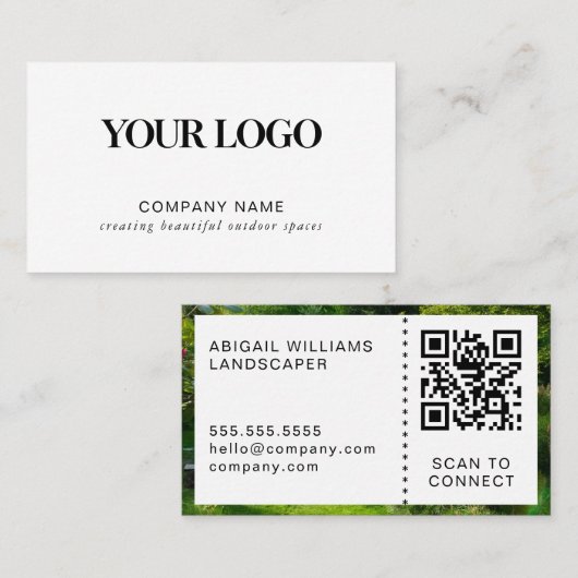Moderne Tuinarchitect Gebruikerslogo QR-code Zakel Visitekaartje (Voorkant / Achterkant)