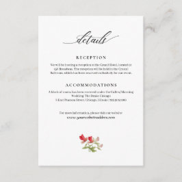 Moderne Tuinbloemen Handgeschreven Trouwinformatie Informatiekaartje