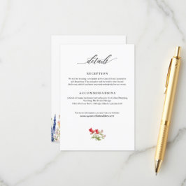 Moderne Tuinbloemen Handgeschreven Trouwinformatie Informatiekaartje