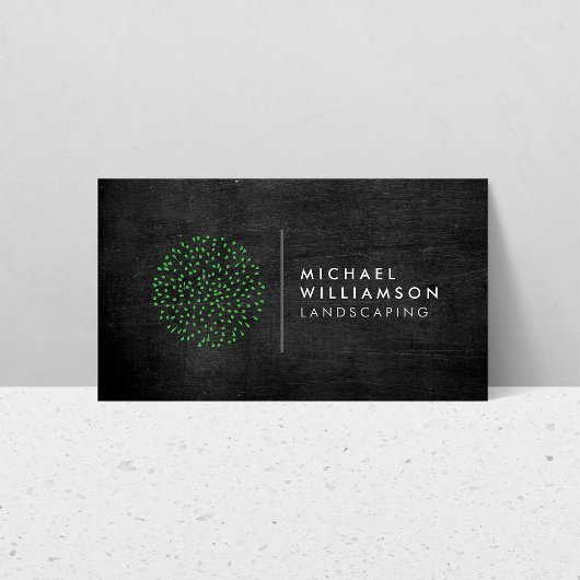 Moderne tuinman Landschapsstruik Logo Zwart Hout Visitekaartje