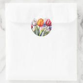 Moderne Tulip Bold Waterverf Ronde Sticker (Tas)